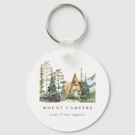 Porte-clés Rustic Pine Woods Watercolor Camping Mountain Camp