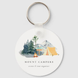 Porte-clés Rustic Pine Woods Watercolor Camping Mountain Camp