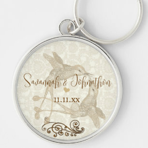 Porte-clés Rustic Romantic Hummingbird Kiss Love BirdWedding