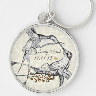 Porte-clés Rustic Romantic Hummingbird Kiss Love BirdWedding