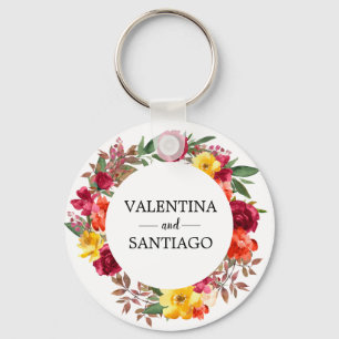 Porte-clés Rustique Automne Floral Mariage Faveur