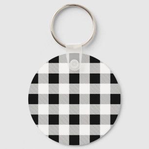 Porte-clés rustique chic ferme noir blanc de buffle plaid