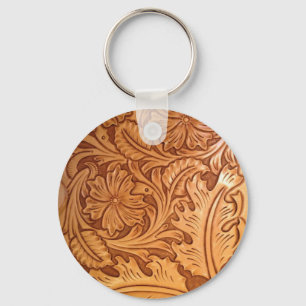 Porte-clés Rustique motif western pays à outils cuir