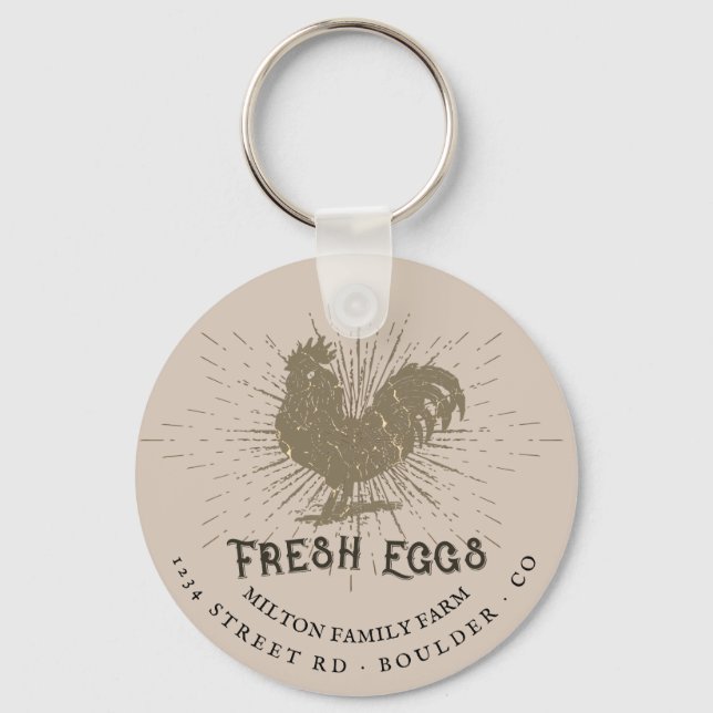 Porte-clés rustique script décoratif ferme kraft monogramme (Recto)