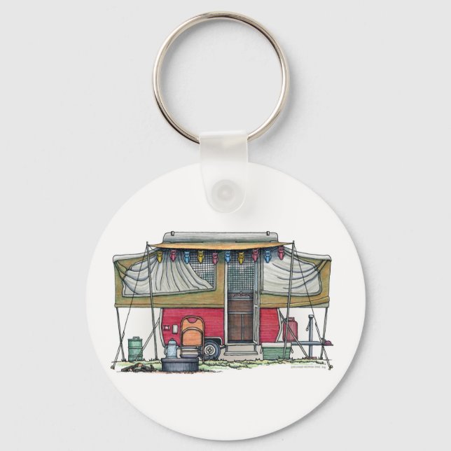 Porte-clés RV Cute Popup Camper Travel Trailer (Recto)