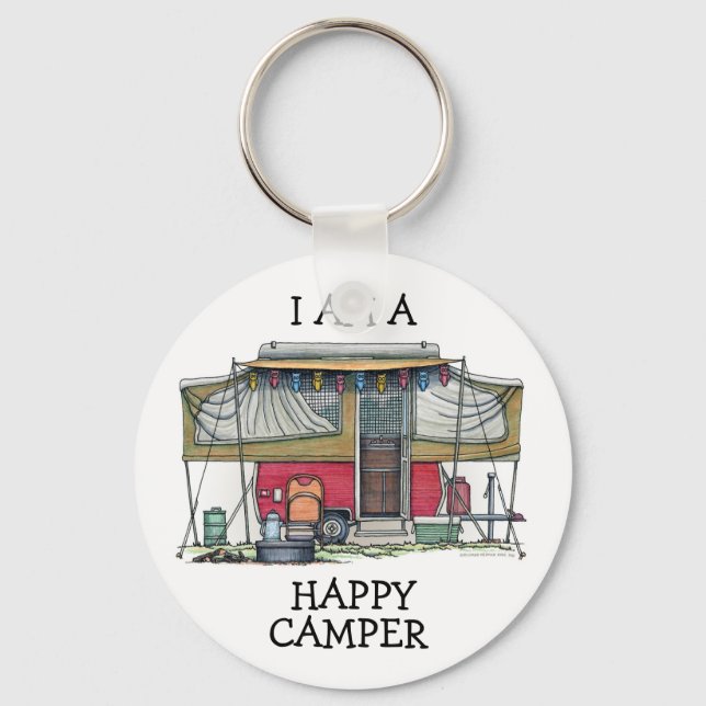 Porte-clés RV Cute Popup Camper Travel Trailer (Recto)