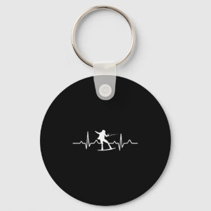 Porte-clés Rythme cardiaque du ski nautique - Cadeau de ski n
