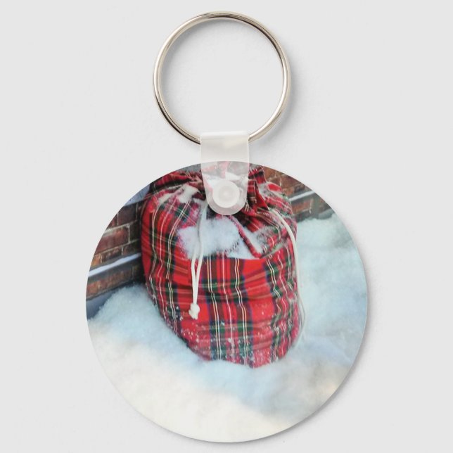 Porte-clés Sac du Père Noël dans la neige (Recto)