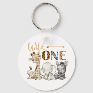 Porte-clés Safari PERSONNALISÉ WILD ONE Premier anniversaire 