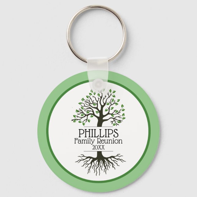 Porte-clés Sage Green Family Tree Réunion familiale (Recto)
