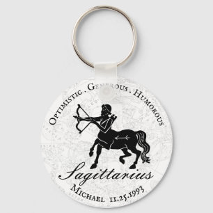 Porte-clés Sagittaire blanc Symbole Zodiaque Astrologie Perso