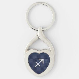 Porte-clés Sagittarius Zodiac Sign on Blue Carbon Fibre Style