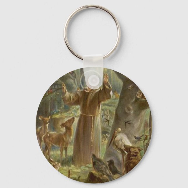 Porte-clés Saint François d'Assise Entouré d'animaux (Recto)