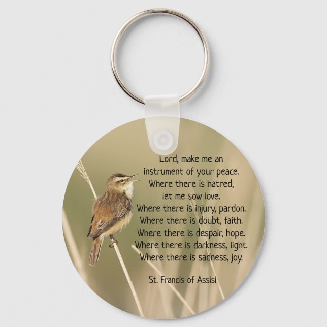 Porte-clés Saint François d'Assise Prière Oiseau Inspirationn (Recto)