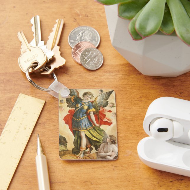 Porte-clés Saint Michel vainqueur de Lucifer vintage (Bureau)
