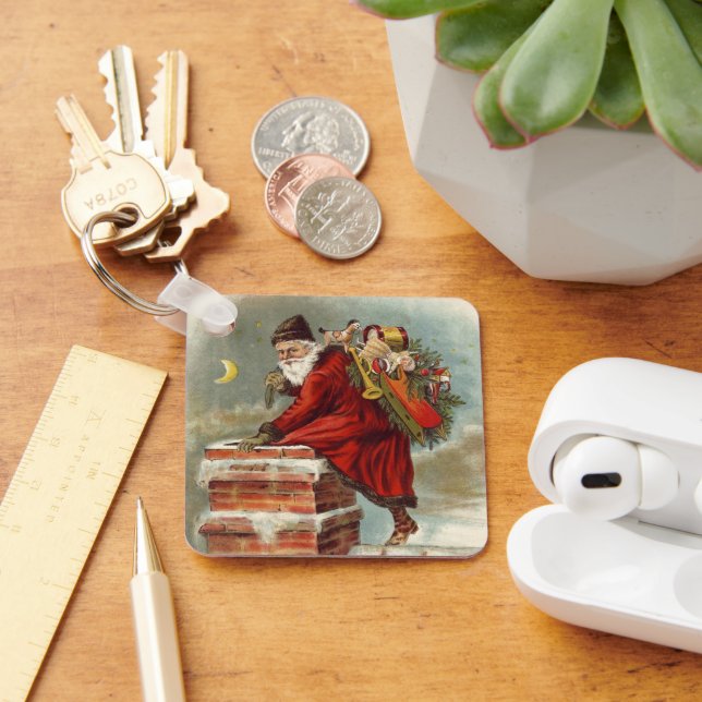 Porte-clés Saint Nicolas victorien de Noël sur le toit (Bureau)