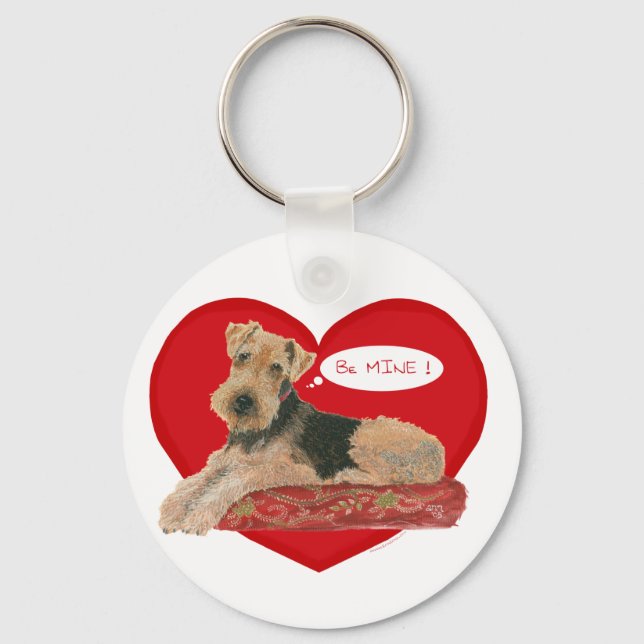 Porte-clés Saint-Valentin Airedale Terrier (Recto)