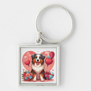 Porte-clés Saint-Valentin - Berger australien 2 -