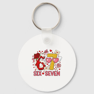 Porte-clés Saint-Valentin Drôle 67 Meme Six Sept 6 7 Cœurs