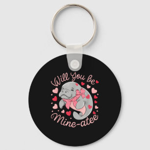 Porte-clés Saint-Valentin Lamantin Mignon Animaux Coeurs Veux