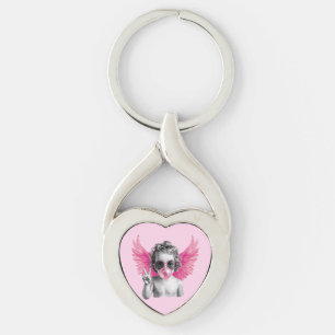 Porte-clés Saint-Valentin soufflant une bulle Cupidon Saint-V