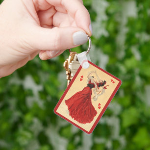 Porte-clés Saint Valentin vintage, Dancing Lady Red Hearts