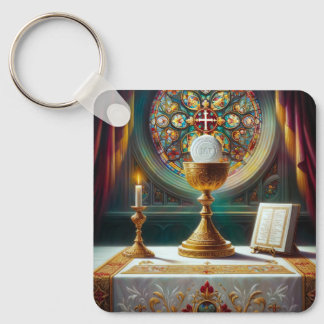 Porte-clés Sainte Communion-Eucharistie Catholique Chrétien