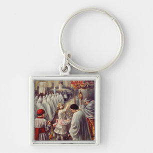 Porte-clés Sainte Thérèse jette des fleurs au Saint Sacrement