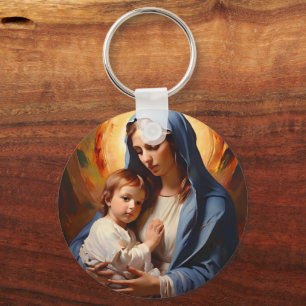 Porte-clés Sainte Vierge Marie et Bébé Jésus