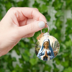 Porte-clés Sainte Vierge Marie priant au jardin #2