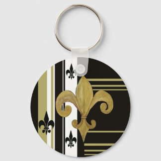 Porte-clés Saints Noir et Or Fleur de lis