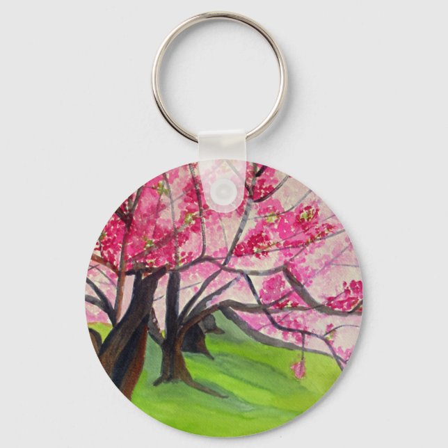 Porte-clés Sakura art japonais de fleurs de cerisier (Recto)