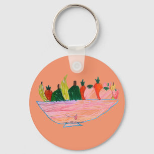 Porte-clés Salade de fruits humoristique dessin animé