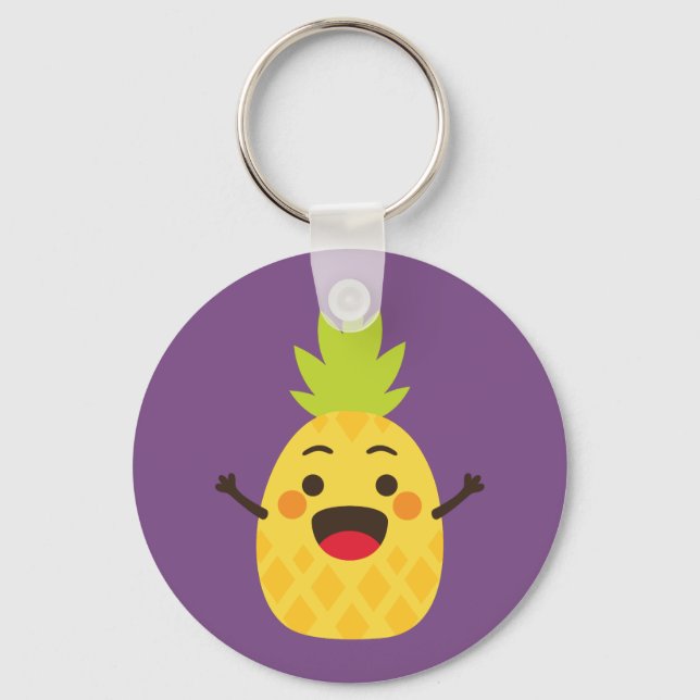 Porte-clés Salut les amis ! Illustration d'ananas (Recto)