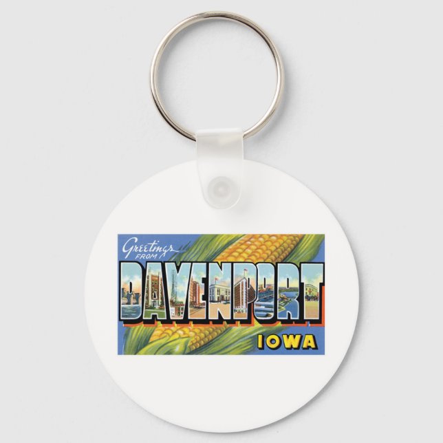 Porte-clés Salutations De Davenport, Iowa (Recto)