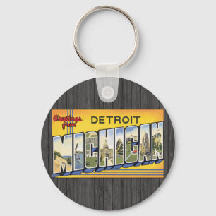 Porte-clés Salutations de Detroit Michigan, cru