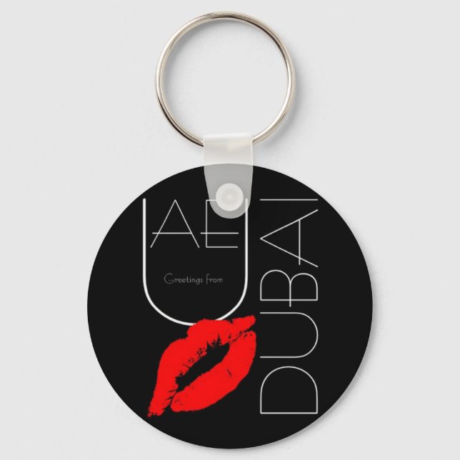 Porte-clés Salutations de Dubai UAE Red Lipstick Kiss (Recto)
