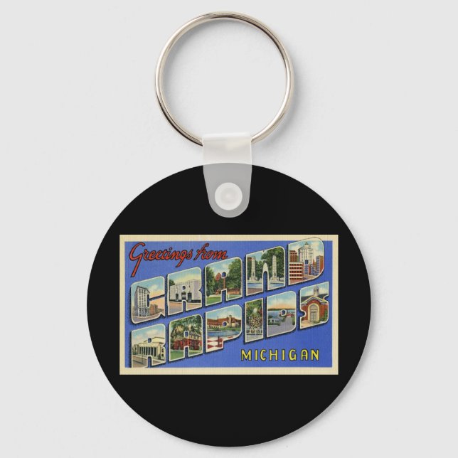 Porte-clés Salutations de Grand Rapids Michigan (Recto)