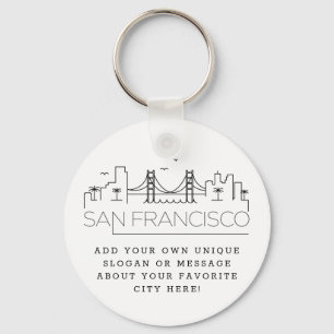Porte-clés San Francisco Stylisé Skyline   Slogan personnalis
