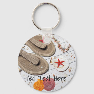 Porte-clés Sandales, Coquillages et Starfish à la plage