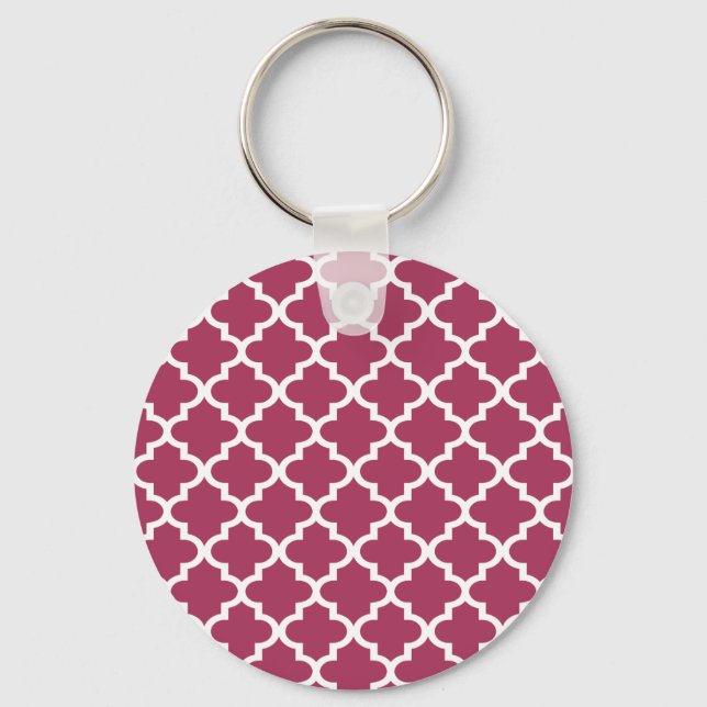 Porte-clés Sangria Rouge Marocain Trellis Motif (Recto)