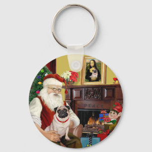 Porte-clés Santa à la maison - Pug #5
