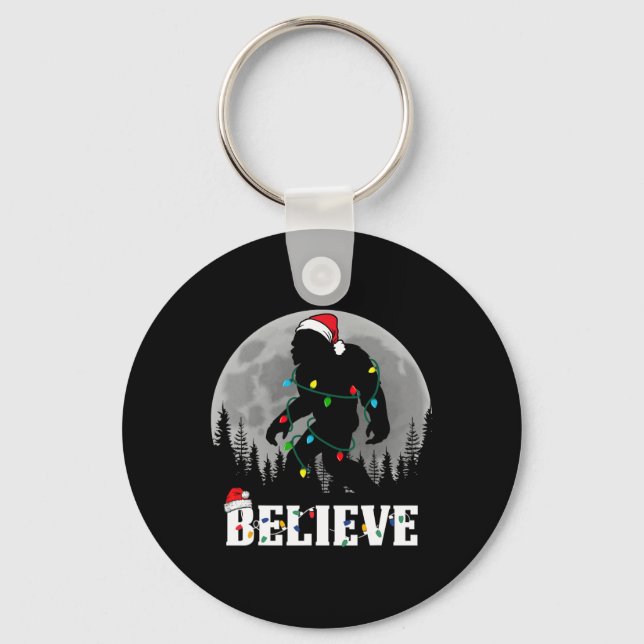 Porte-clés Santa Bigfoot Christmas Lights Funny Sasquatch Bel (Recto)