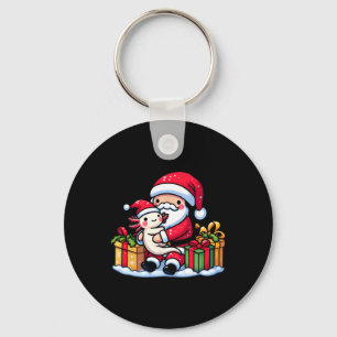 Porte-clés Santa Claus Hugs Axolotl Pajama de Noël Famille M