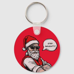 Porte-clés Santa Claus Restez coquin Noël drôle