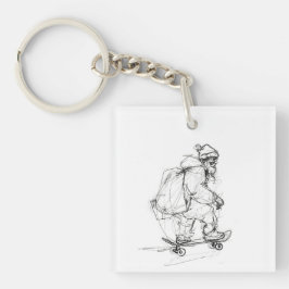 Porte-clés Santa Claus Skateboard avec présentants