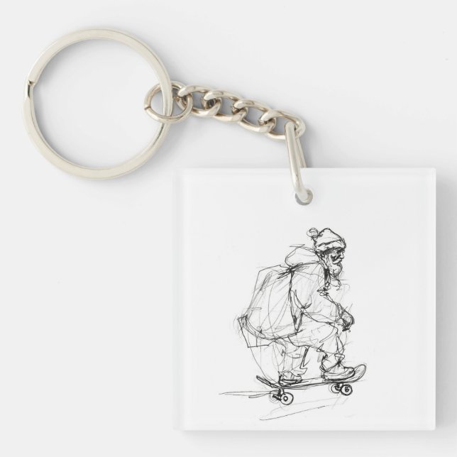 Porte-clés Santa Claus Skateboard avec présentants (Devant)