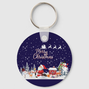 Porte-clés Santa Claus, Snowman Merry Christmas Holiday