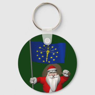 Porte-clés Santa Claus With Ensign Of Indiana