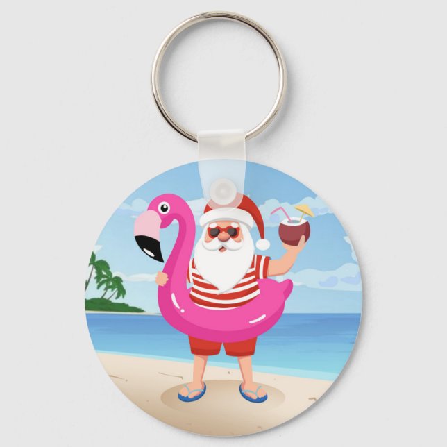 Porte-clés Santa Claus with flamingo (Recto)